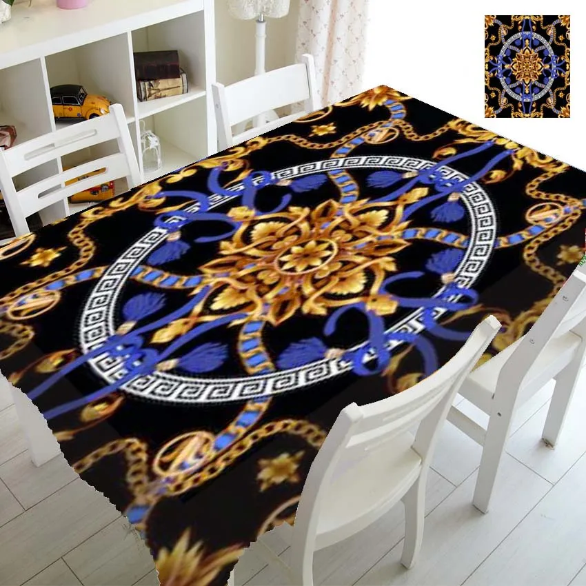 

Скатерть Nappe De черная золотая полиэстер/хлопок