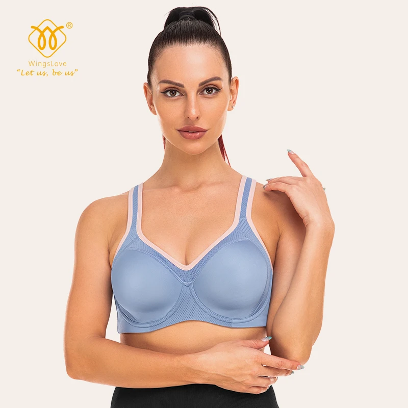 WingsLove High Impact Shockproof Sports Bra Underweire Push Up Sportwear Breathable Quick Dry Training Running Underwear