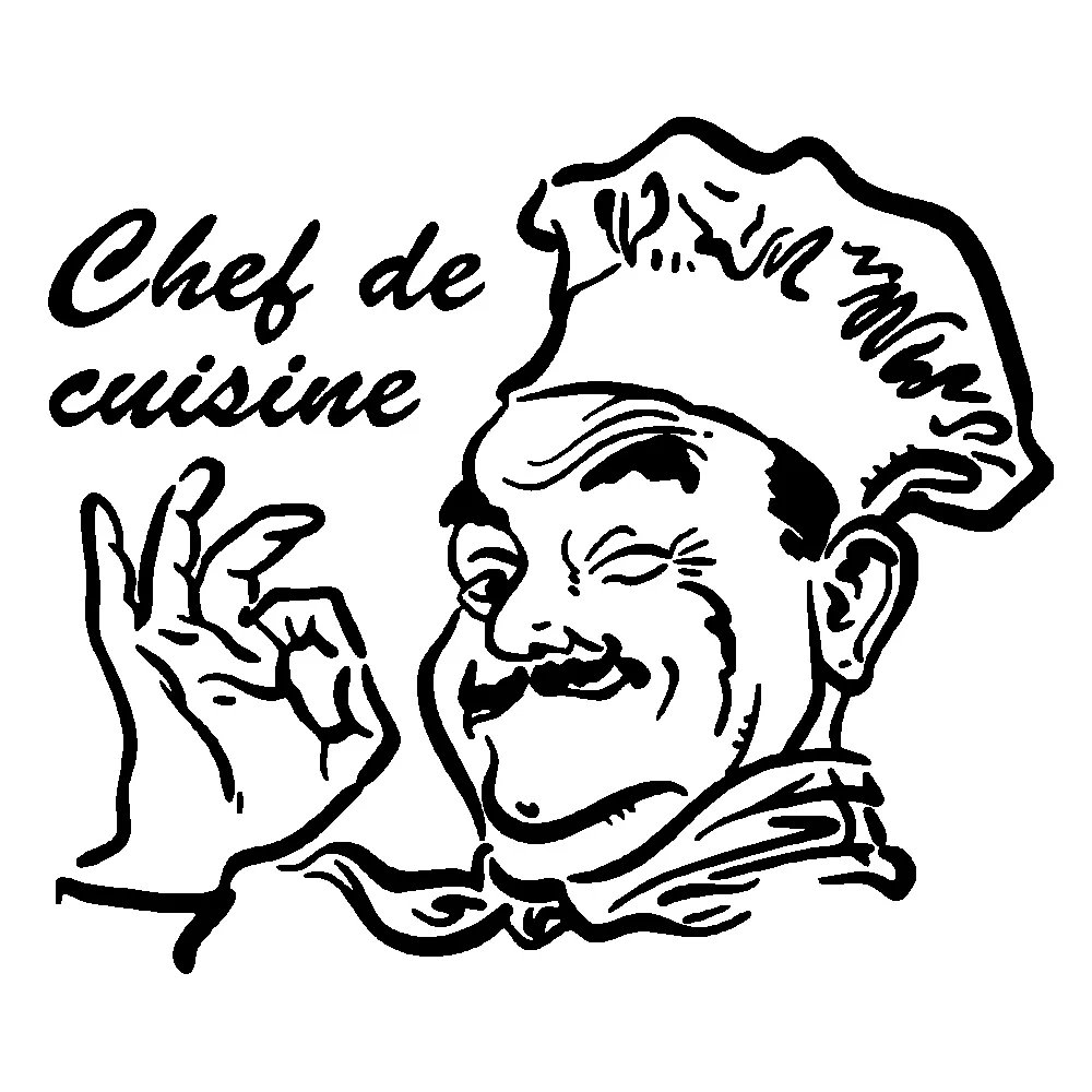 Фото Съемная декоративная наклейка Chef de Kitchen, наклейка на стену, наклейка для кухни, комнаты, украшение дома, настенный постер, настенное искусство №5
