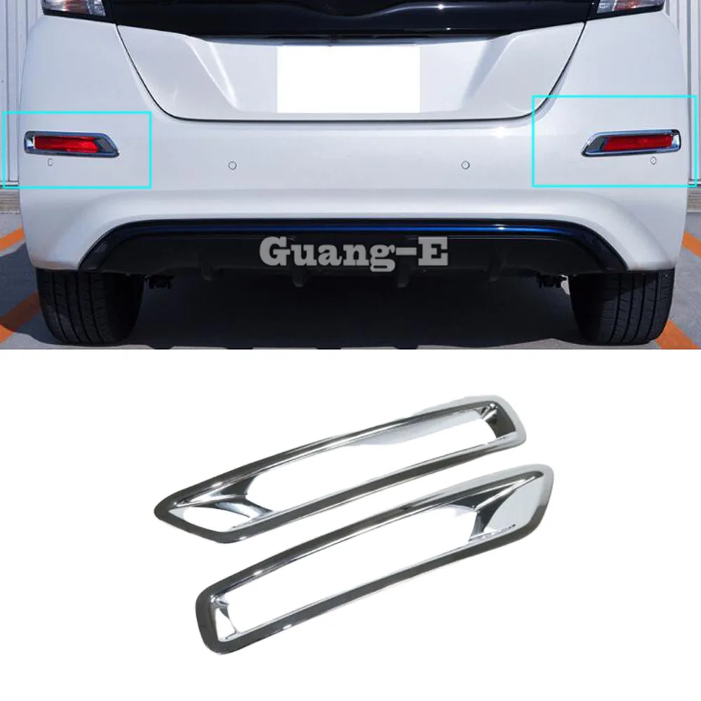 

Car Detector ABS Chrome Stick Cover Trim Back Tail Rear Fog Light Lamp Frame Part 2pcs For Nissan Leaf 2017 2018 2019 2020 2021