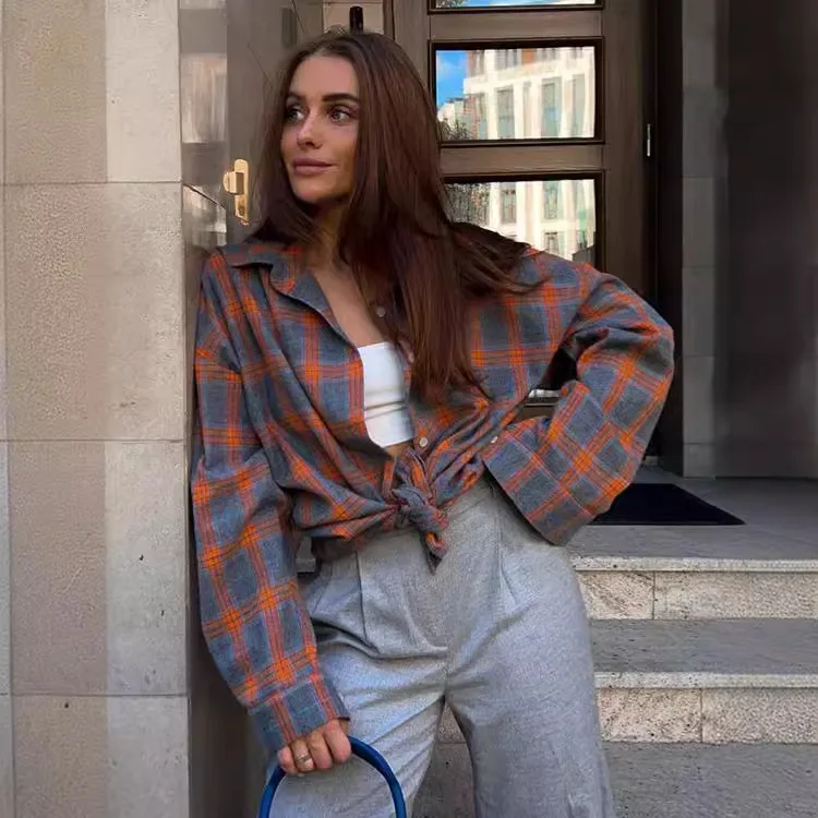 Blusas Para Mujer Клетчатые рубашки Осенняя женская одежда Рубашки и блузки в клетку