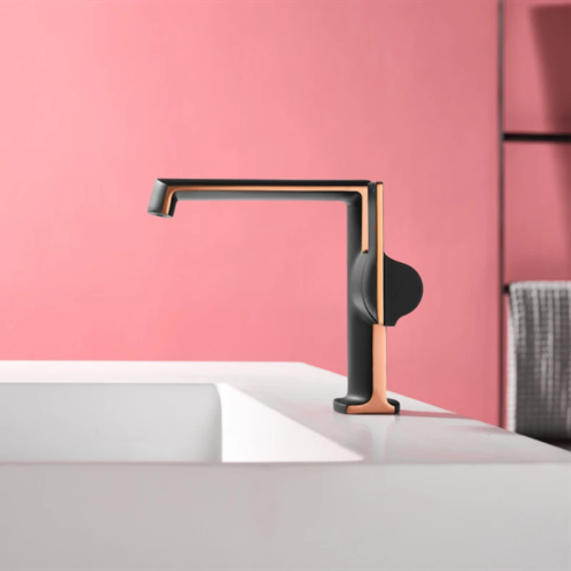 

Bathroom Renovation Black & Rose Gold One Hole Undercounter Basin Mixing Cold And Hot Water Sitting Faucets Sink Metal Taps