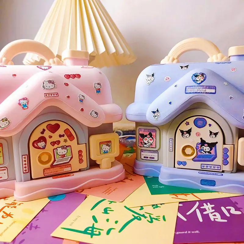

Sanrio Anime Hellokitty Piggy Bank Kawaii Kuromi Small House Modeling Desktop Storage Box High Capacity Decorate Child Gift Toy