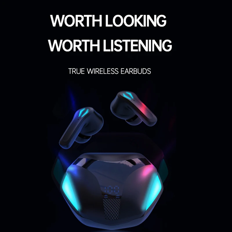 

Wireless Bluetooth Game Earphone TWS Wireless Earbuds Stereo Headphone Touch Control LED Display Noise Cancelling Headset