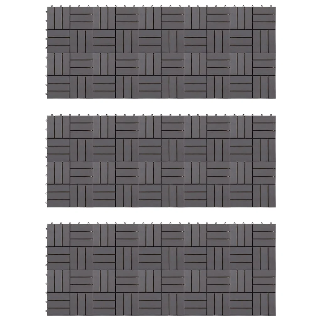 

30 pcs Decking Tiles, Solid Acacia Wood Decking Boards & Flooring, Home Decoration Grey Wash 30x30 cm