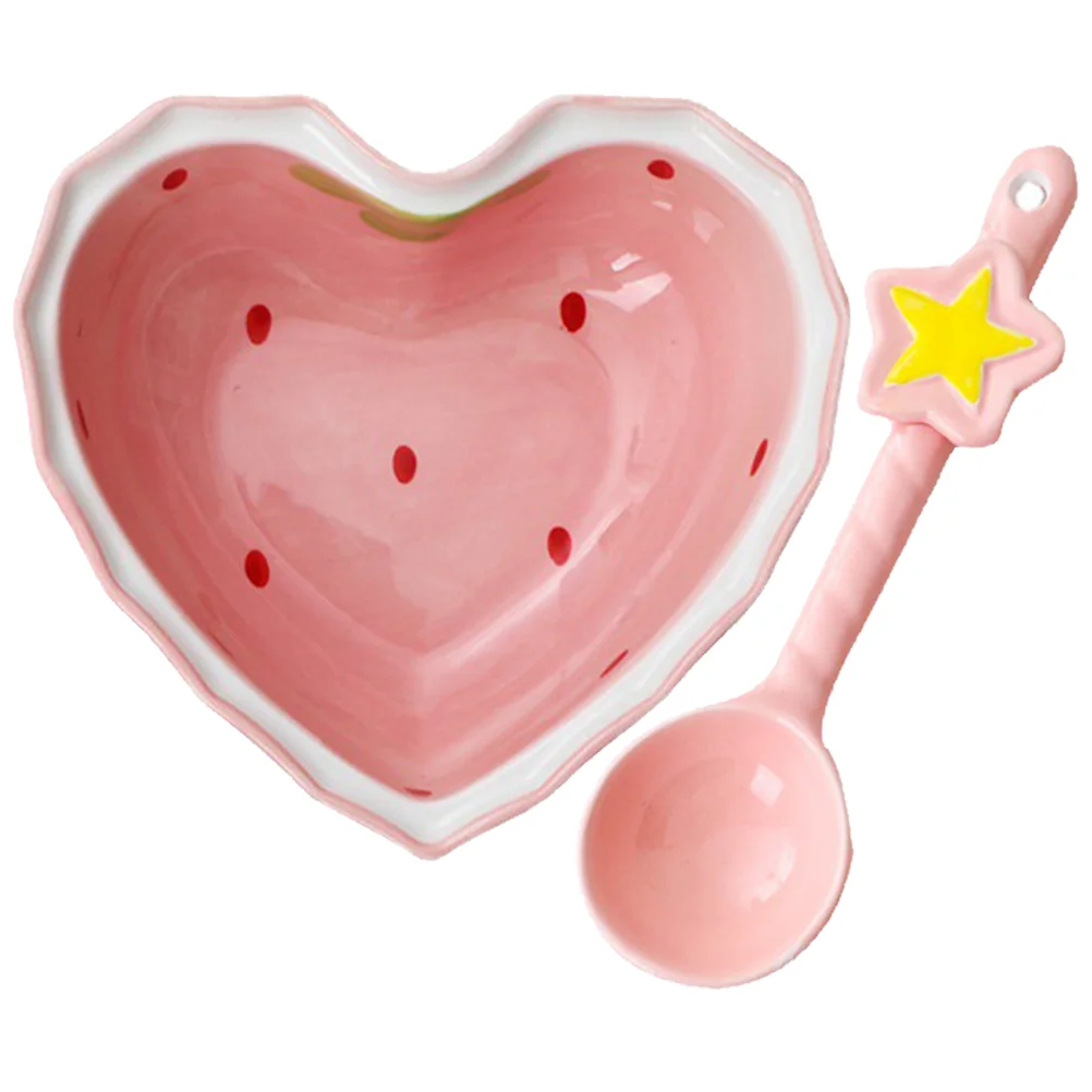 

Bowl Ceramic Heart Plates Valentines Day Plate Shaped Dessert Dinner Candy Cream Ice Cereal Dishes Nut Appetizer Tray Serving