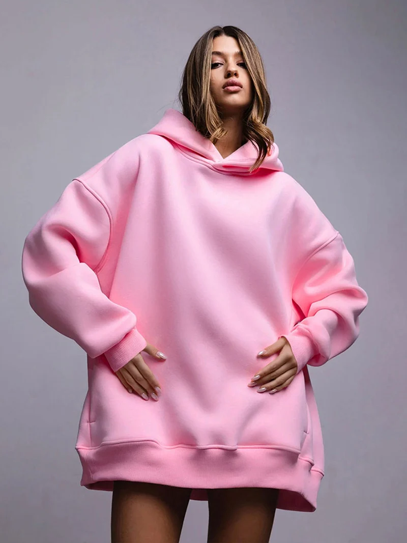 DGLUKE зимние плотные флисовые толстовки свободные повседневные унисекс с длинным