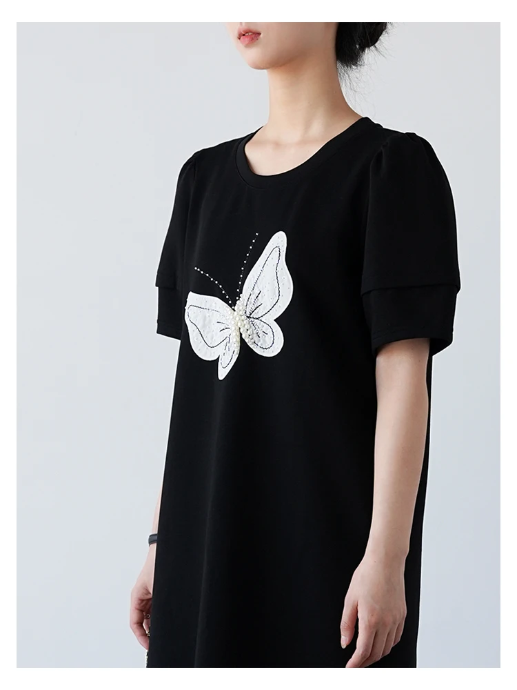 Женское Хлопковое платье в стиле ретро с принтом из бисера |