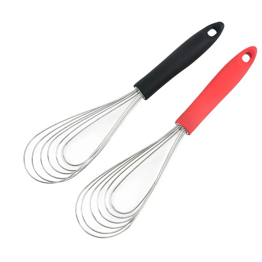 11" Flat Silicone Whisk Wires Silicone Whisk Stainless Steel For Mixing Whisk Shaking And Cooking Zero Waste Design Whisk