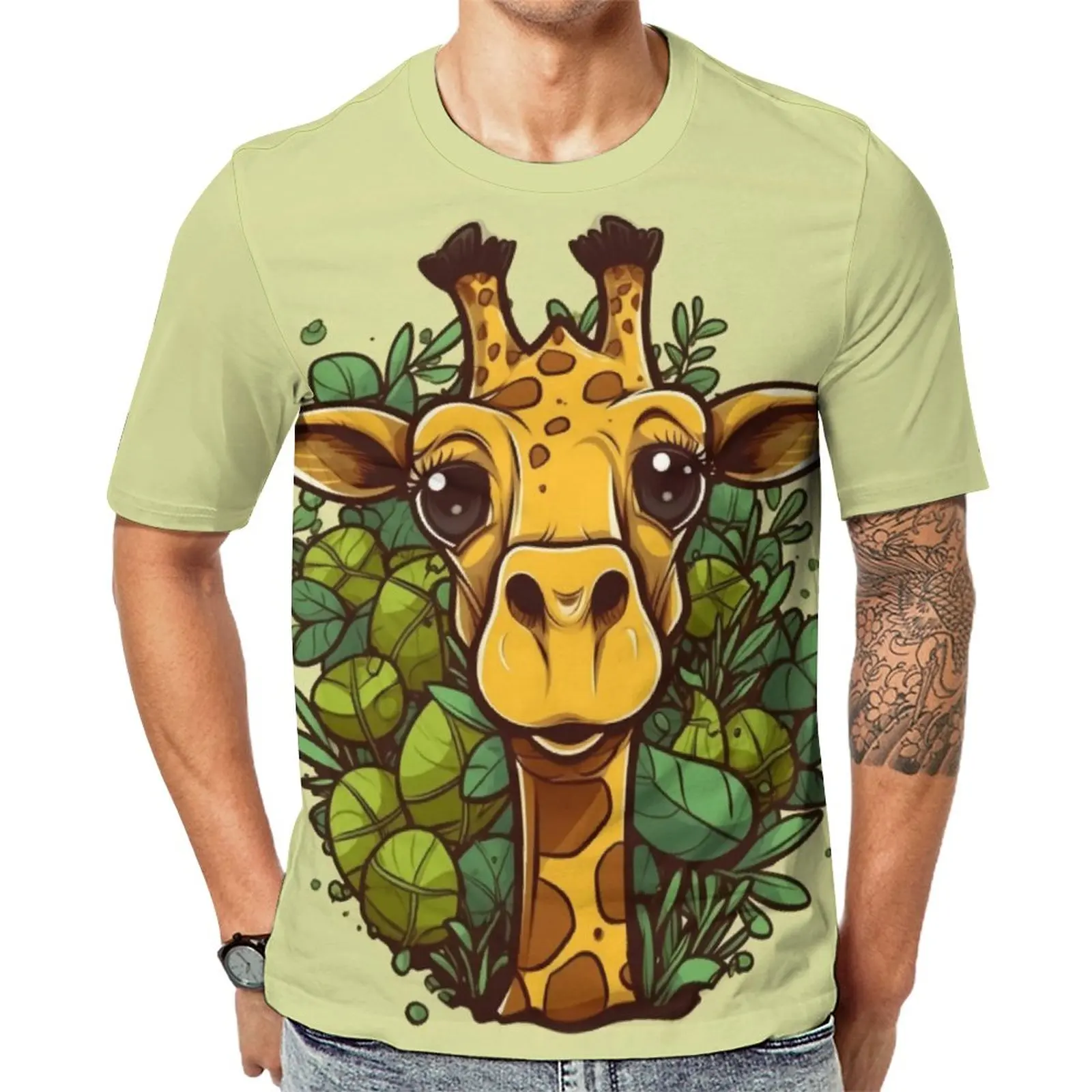 

Giraffe T Shirt Cute Cartoon Classic T-Shirts Crew Neck Popular Tshirt Beach Men Graphic Top Tees 4XL 5XL 6XL