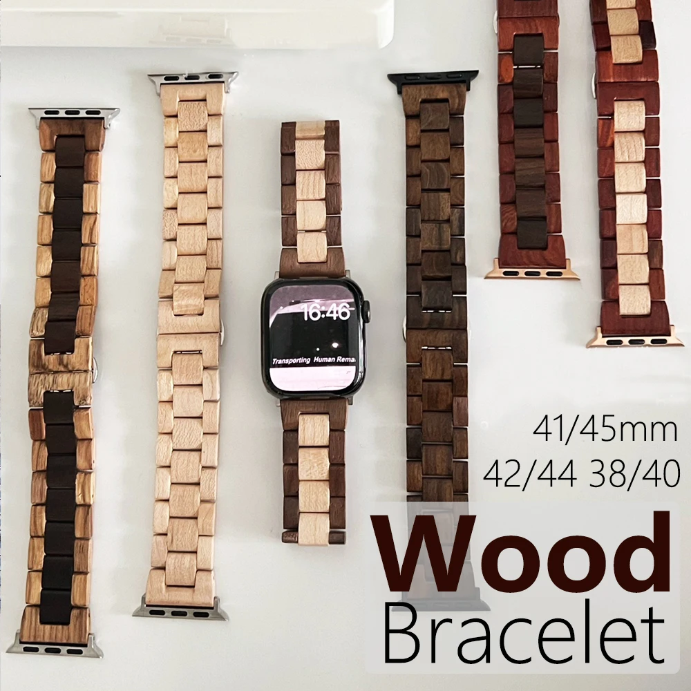Original Holz Band für Apple Uhr Ultra 49mm SE 44 40mm 38 42MM Correa Holz Luxus Armband iWatch Serie 5 4 6 5 7 8 41 45mm