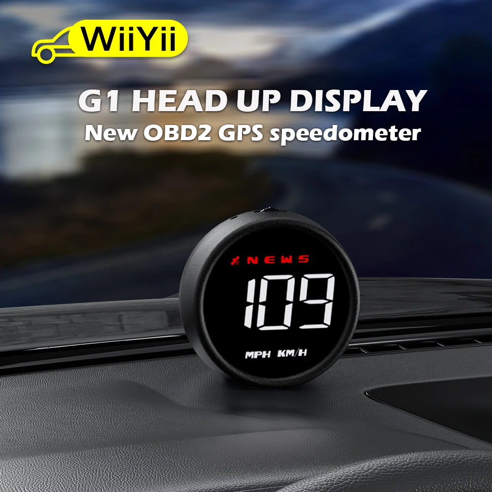 WiiYii G1 voiture HUD OBD2 GPS ordinateur de bord affichage numérique tête haute compteur de vitesse