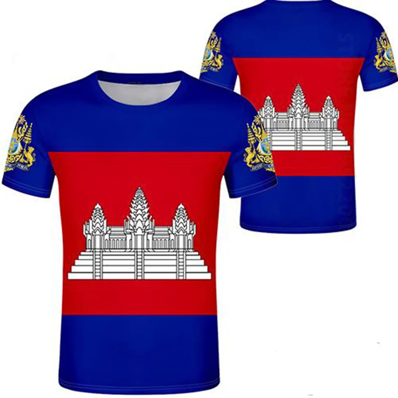 

CAMBODIA Male Diy Free Custom Made Name Number Khm Country T Shirt Nation Flag Kh Khmer Cambodian Kingdom Print Photo Clothes