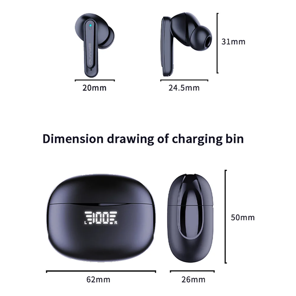 Наушники-вкладыши Bluetooth-совместимые с шумоподавлением TWS