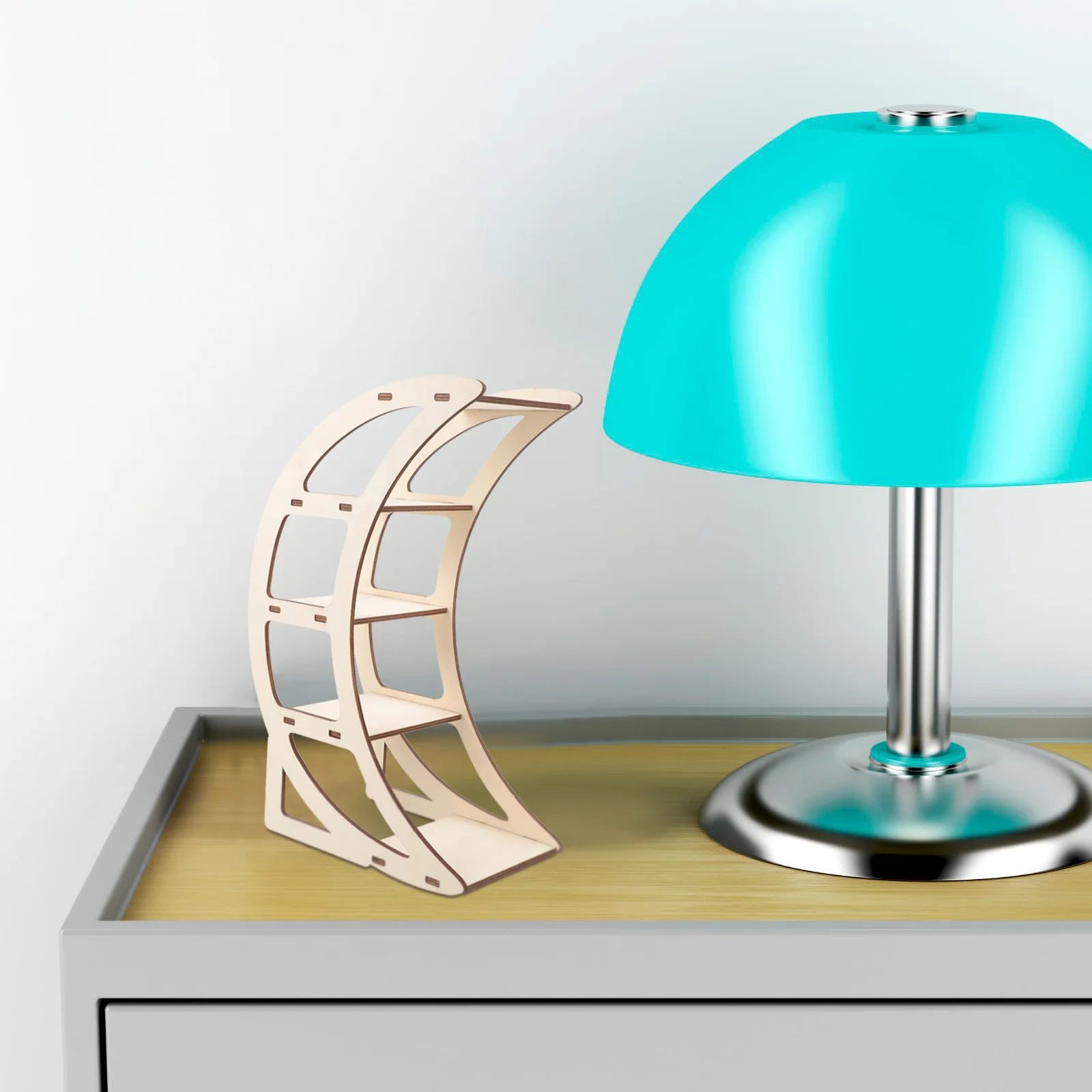 

Moon Storage Rack Decorative Decoration Prop Wooden Cake Stand Small Shape Shelf Adorn Decorate Home