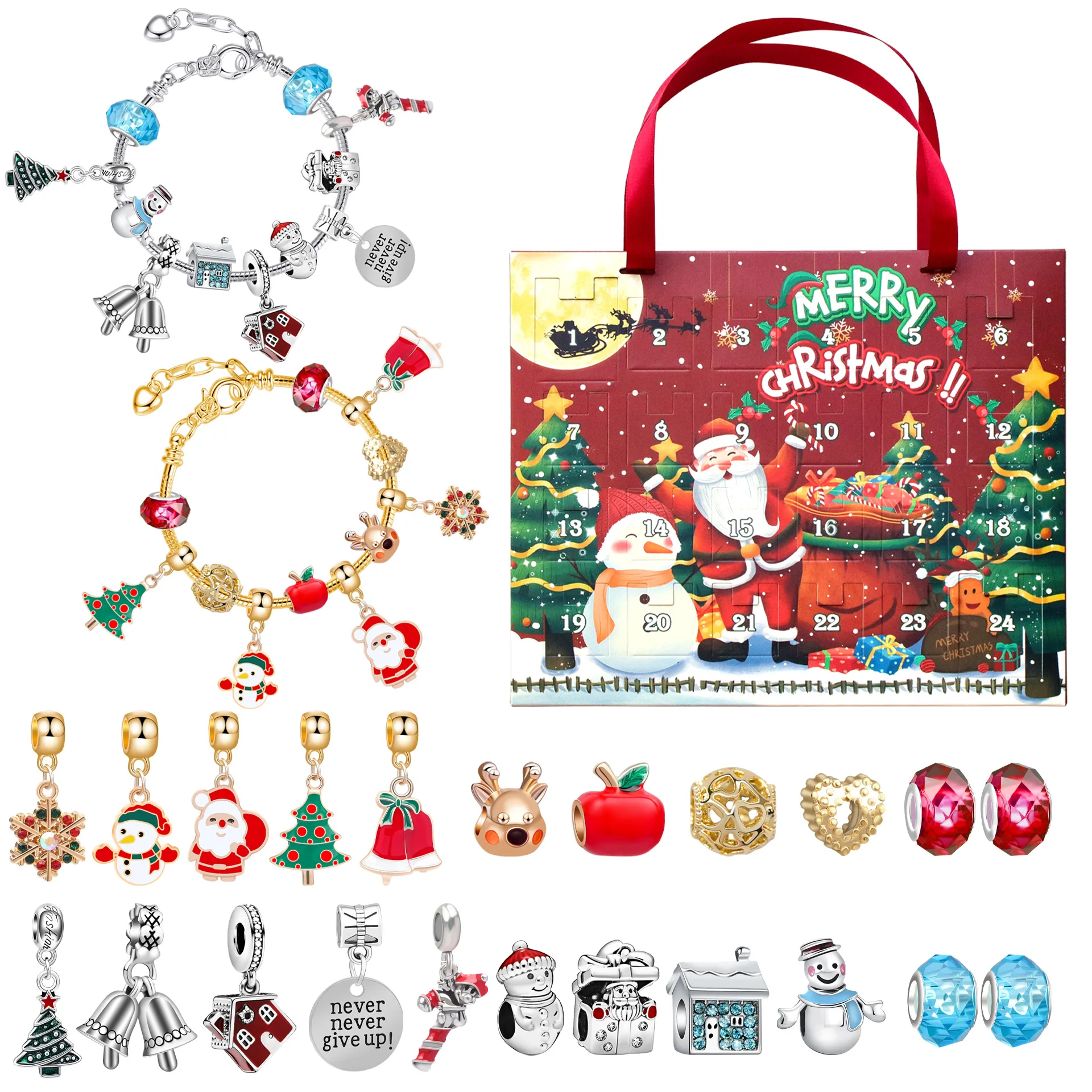 24 Days Countdown Calendars Jewelry Bracelets For Girls New Year Gift Christmas Decor