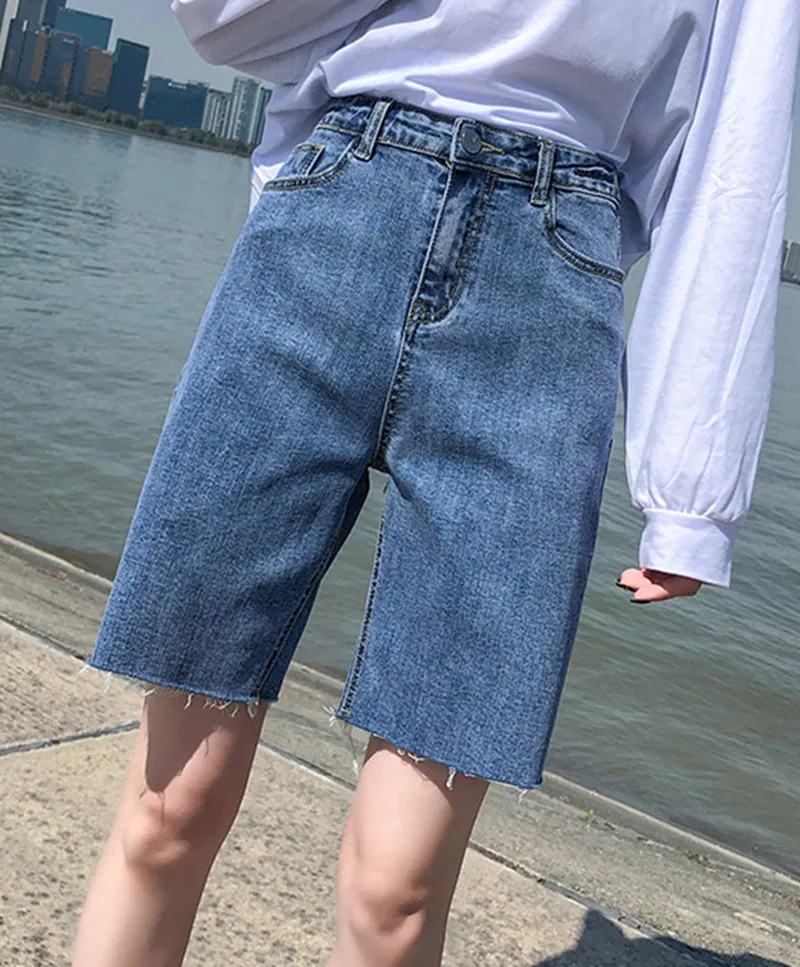 2022 Summer Loose Casual Button Fringed Shorts Cargo Pants Jeans Pants Women's Clothing Vaqueros Women Streetwear