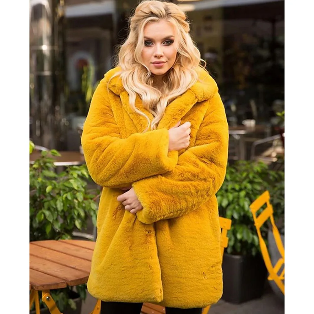 2023 Faux Fur Natural Mink Fur Coat Women's Winter Jacket New Fashion Overcoat Female High Quality Long Solid Warm Thick