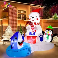 OurWarm 6FT Christmas Inflatables Outdoor Decorations Polar Bear Fishing Penguin with Built-in LEDs light Xmas Yard Lawn Decor