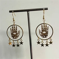 palmistry earrings handmade jewelry gold drop earrings small star drop earrings tarot earrings witch jewelry