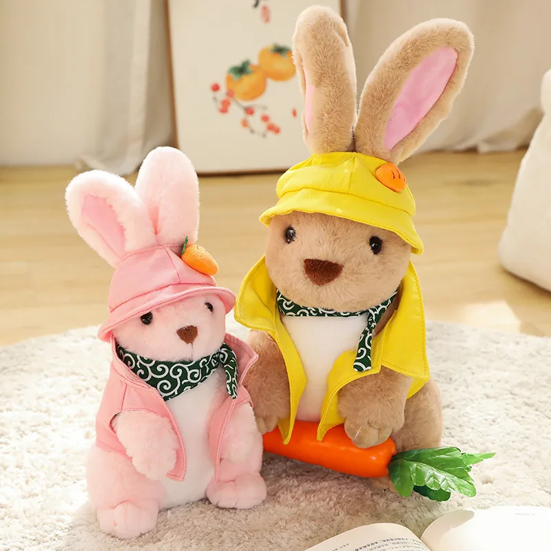 

33/45cm Dressing Rabbit Plush Toy Kawaii Pink Dot Wearing A Scarf Wear Bunny Plushis Doll for Children