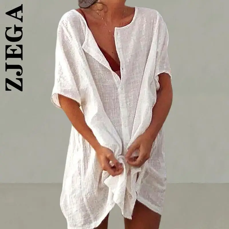 

Платье Zjega, женские Хлопковые Туники для пляжа, женский купальник, накидки корейские костюмы, праздничные клубные платья, женские платья