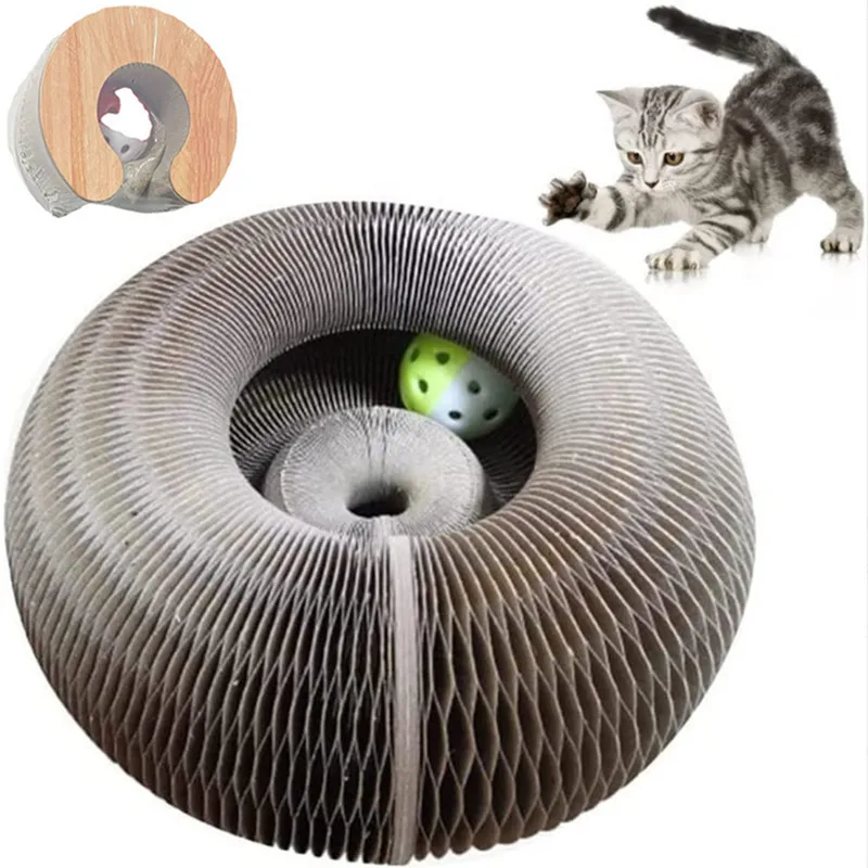 

Cat Scratcher Pet Kitten Funny Toy Foldable Organ Cat Scratching Board with Ball Catnip Cat Claw Grinder Corrugated Paper Toy
