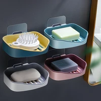 double layer soap holder wall mounted punch free household bathroom drain soap dish toiletries organizer bathroom accessories