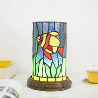 vintage european style stained glass decorative table lamp with usb tri tone light bedroom room bedside small night light gift