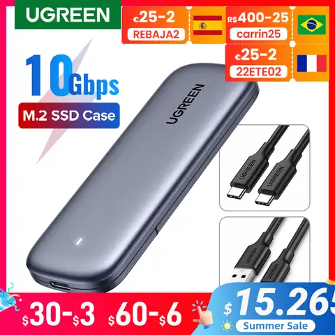 Корпус UGREEN для SSD, корпус M.2 NVMe, корпус USB C PCIe M2 SSD Caddy для Samsung 970 EVO WD Type C 3,1 Gen2 M + B M-Key, адаптер