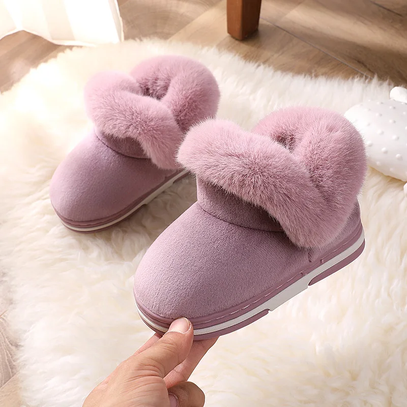 Zapatos Infantiles para niñas, botas de nieve cálidas de felpa para invierno, zapatillas gruesas para exterior, antideslizantes, SBA017