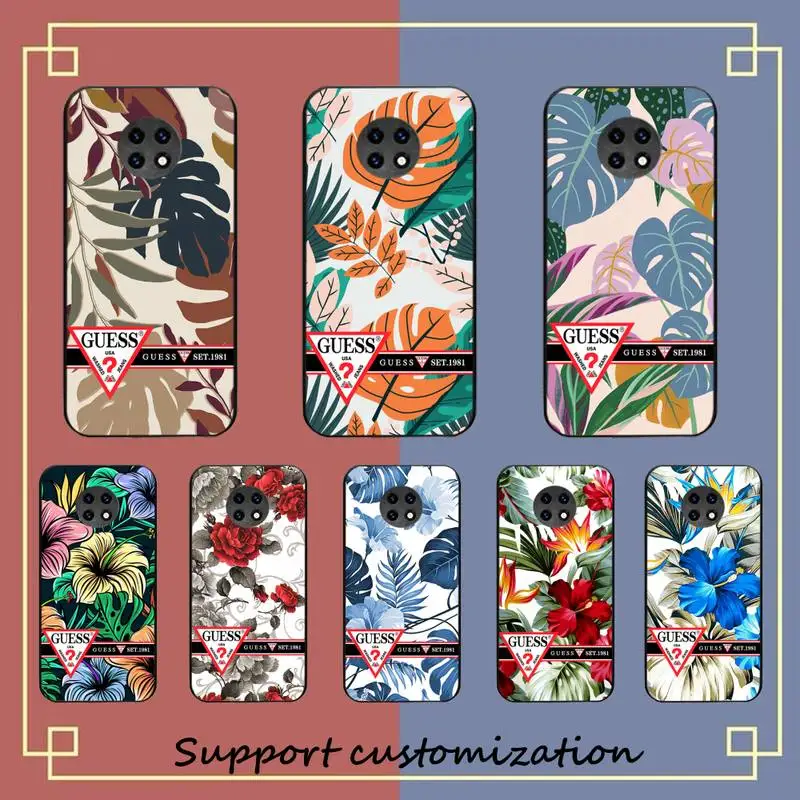 

Retro Colorful Flower Brand GUESS Phone Case For Xiaomi Redmi Note8A 7 5 Note8pro 8T 9Pro note 6pro Capa