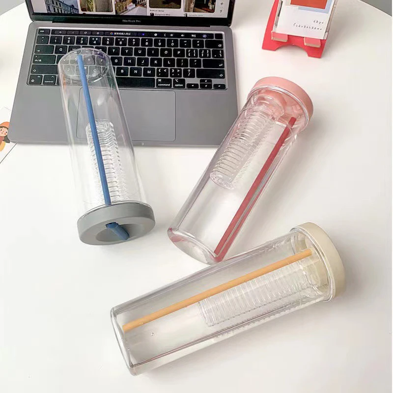 Портативная Пластиковая Бутылка Для Воды С Соломинкой Заварочный Чайник Фруктов