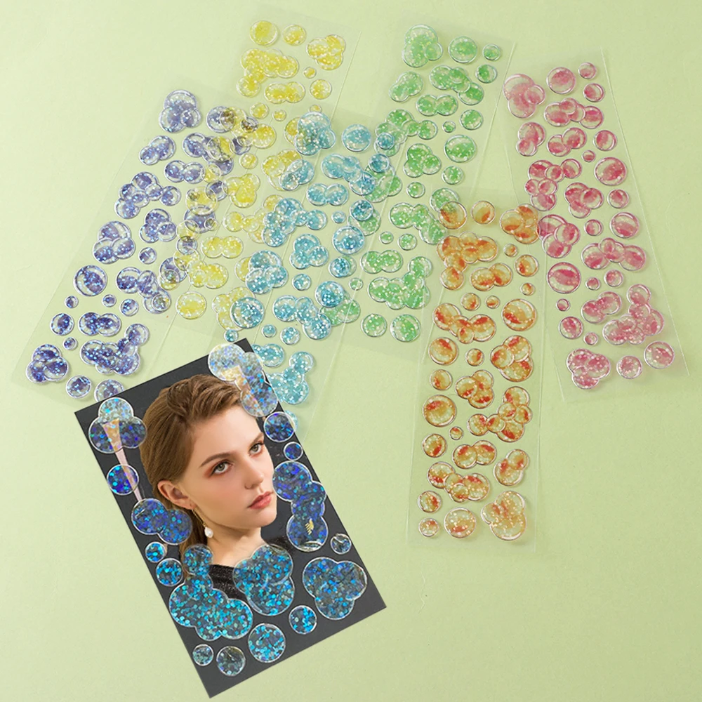 

1 PC Stationery Colorful Diary Journal Hand Account Scrapbook Sticker Tag Decal Bubble Laser Stationery Stickers Sticky Paper