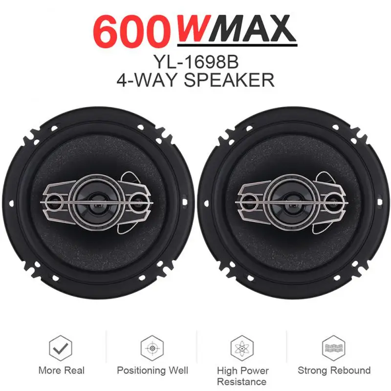 

2 шт., автомобильные коаксиальные Hifi-динамики, 6,5 дюйма, 16 см, 600 Вт
