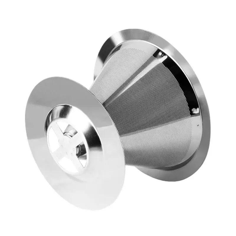 

Pour Over Coffee Dripper Paperless Reusable Stainless Steel Cone Coffee Filter with Cup Stand Single Cup Brew Pour Over