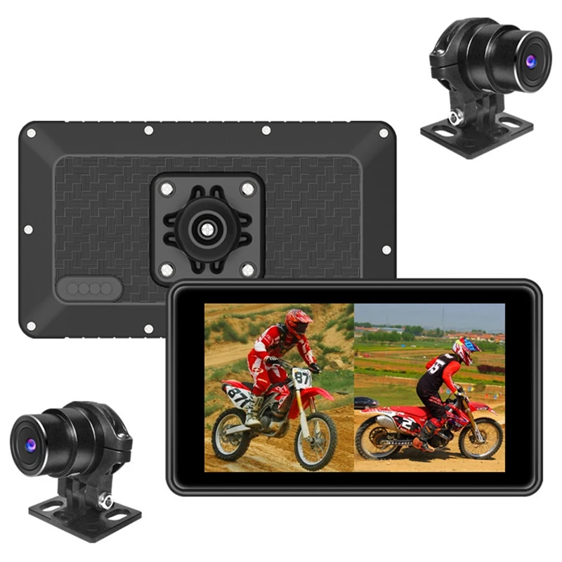 Мотоциклетный видеорегистратор Carplay Android Авто TPMS двойные HD 2K камеры GPS 5-дюймовый