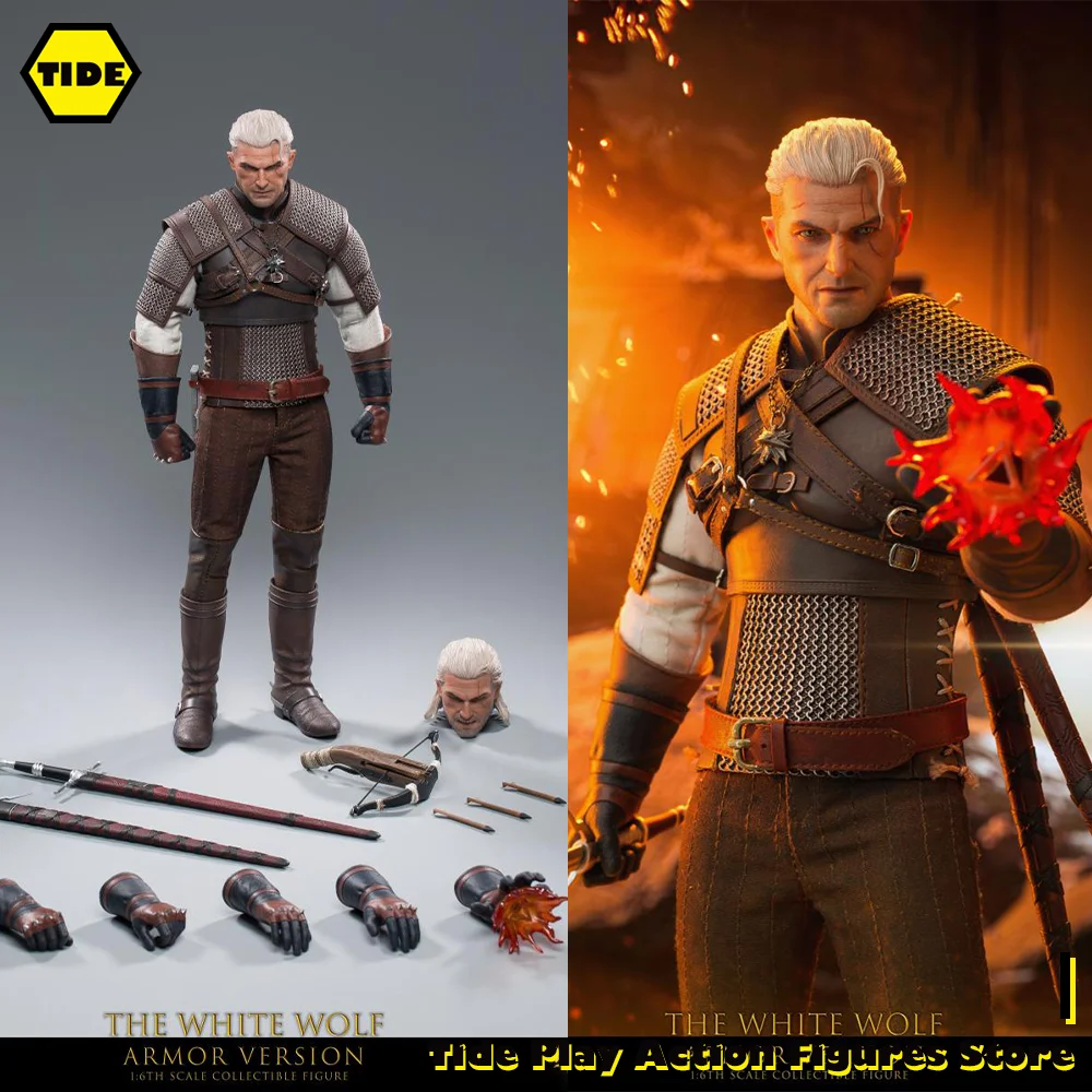 

Женская Игрушка MT006 1/6, белая фигурка волка геральта с двойной головой, модель 12 дюймов, Мужская экшн-фигурка солдата, полный комплект, коллек...