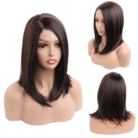 synthetic short straight lace hair wigs with natural hairline omber bob wigs for women black cosplay lolita fiber heat resistant