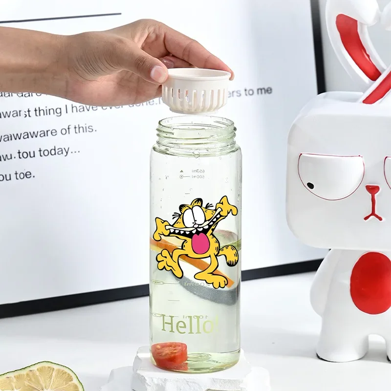 650ML Garfield Children's Plastic Water Bottle Portable Large Capacity Outdoor Sports Travel Leak Proof Cup