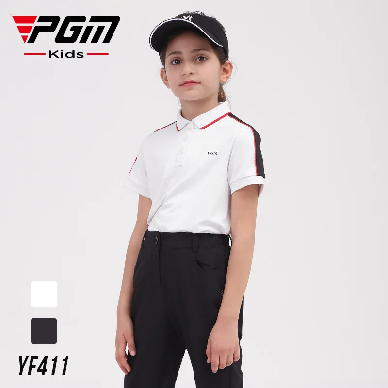 

PGM girls golf clothes spring and summer golf children's short-sleeved shirts sportswear