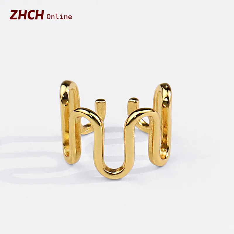 

Aesthetic Stainless Steel Rings For Women Korean Fashion Geometric Ring Elegant Adjustable Jewelry Accessories Cute Bague Femme