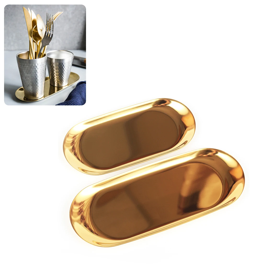 Лоток из розового золота металлический овальный лоток в скандинавском стиле для