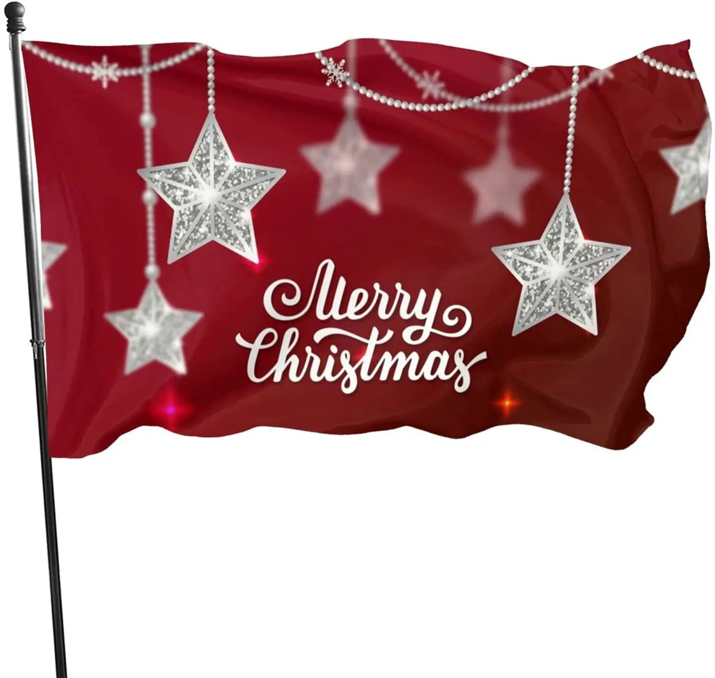

Merry Christmas Happy New Year Flag Sewn Polyester Banner Outside Hanging Standard Flag for Yard Garden Lawn Holiday