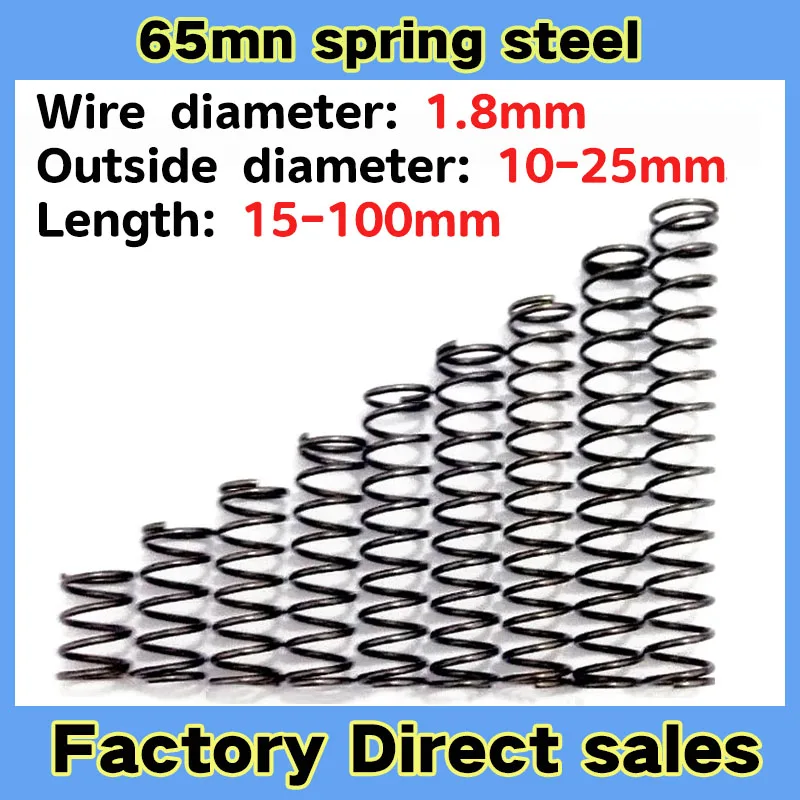 

Compression Springs Pressure Spring Return Spring Wire Dia 1.8 mm Outer Dia 10- 25mm Length 15 - 100 mm