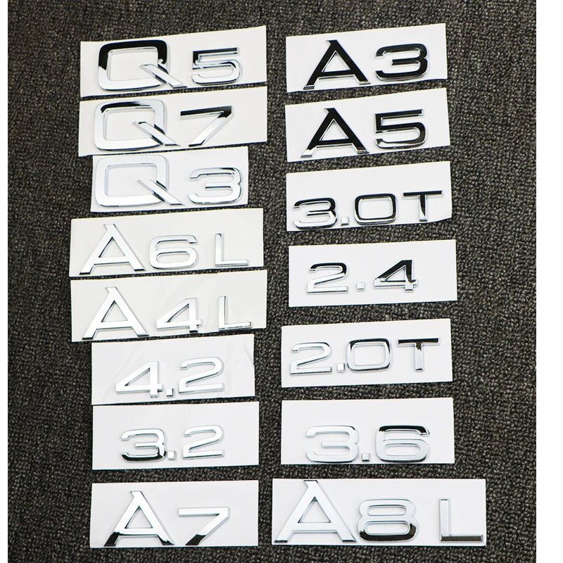 

Подходит для Audi A3 A4 A5 A6 A7 A8 Q3 Q5 Q7 3,2 3,0 T 2,0 T 4,2 2,4 3,6 эмблема заднего багажника логотип значок наклейка автомобильный Объем двигателя