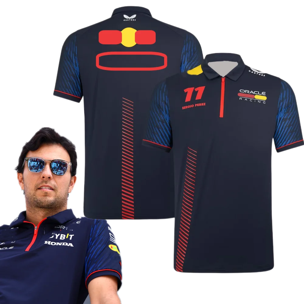 

F1 Oracle Red Color Bull Racing 2023 Sergio Perez Team Polo Formula 1 Racing Suit Men's Shirt Fan Supporter Top MOTO Tees