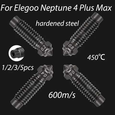markii Elegoo Neptune 4 Max Nozzle ze stali hartowane Upgraded 0.2 0.4 0.6 0.8 Neptune 4 Plus Kit Nozzle High Speed Nozzles Najwyższa jakość