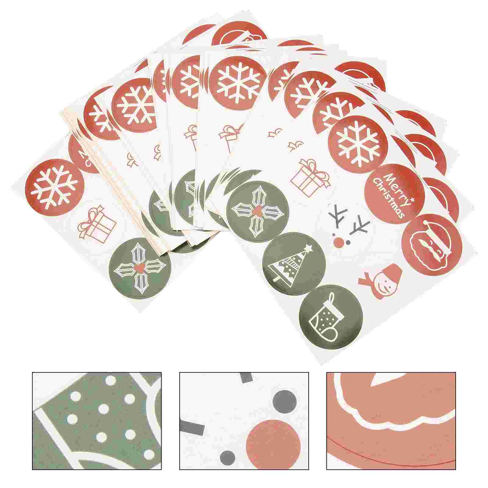 

Christmas Stickers Label Bag Sealing Envelope Round Merry Seal Baking Gift Labels