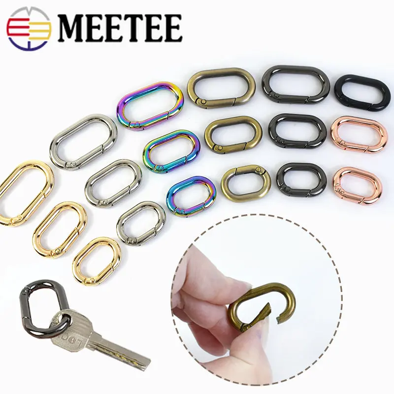 

5/10Pcs 13-40mm Oval Spring Buckle Metal O Ring Openable Clip Buckles Bag Strap Connect Ring Hook Dog Chain Snap Clasp Carabiner